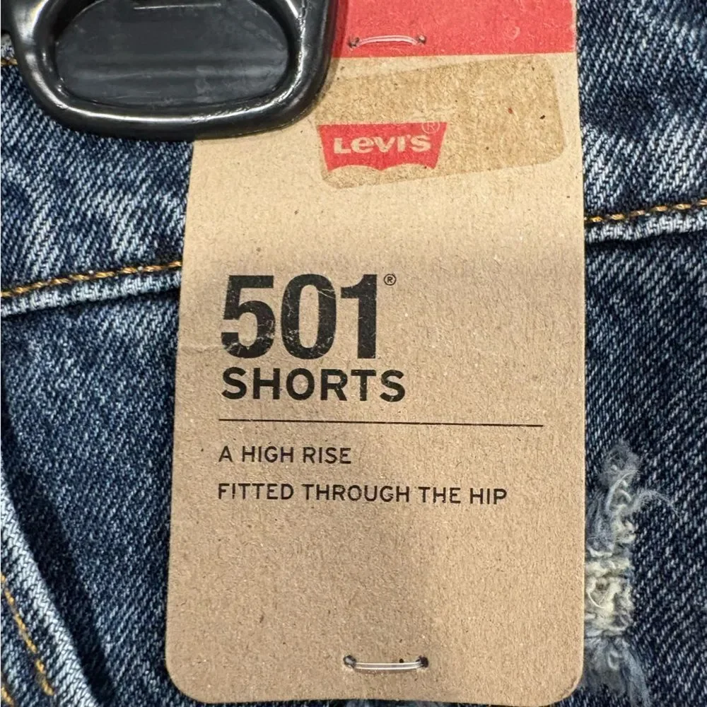 Levi's Indigo Distressed Jean Button Fly Shorts